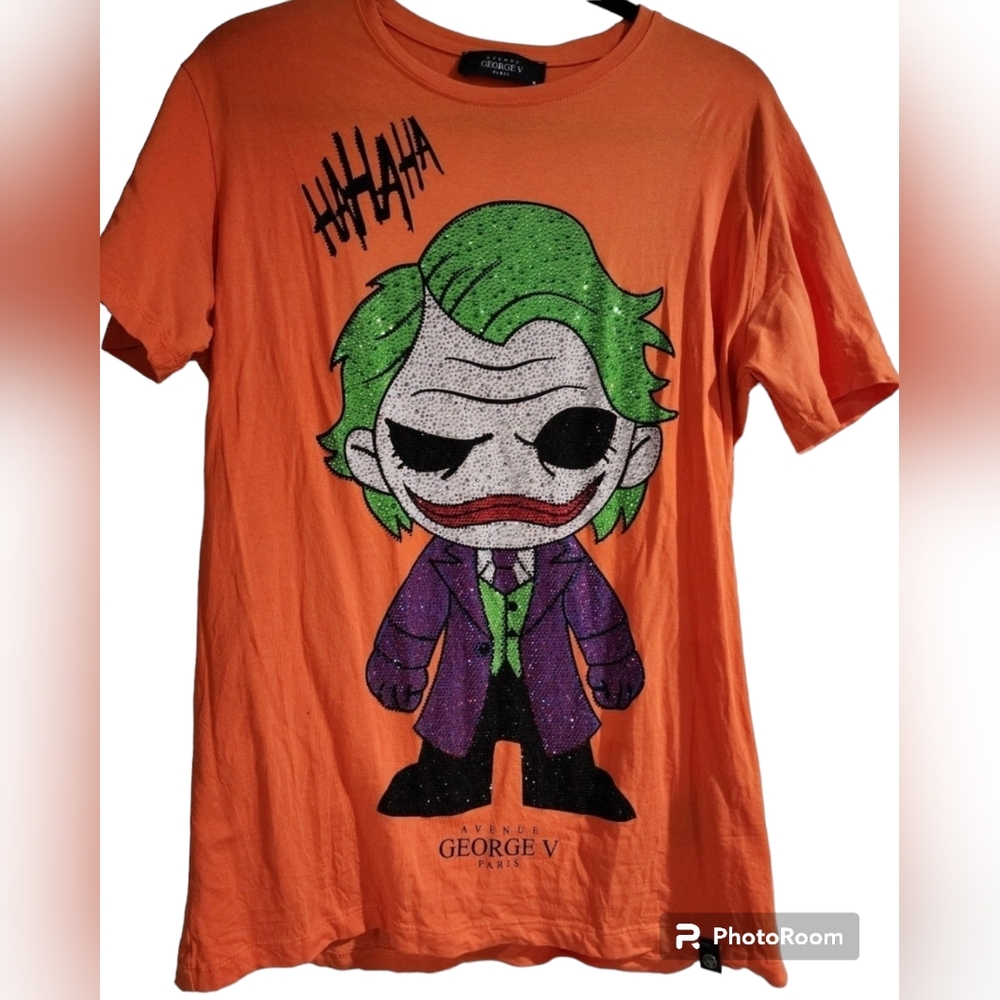 George V Paris Joker Rhinestone Embellished Tshirt Size M